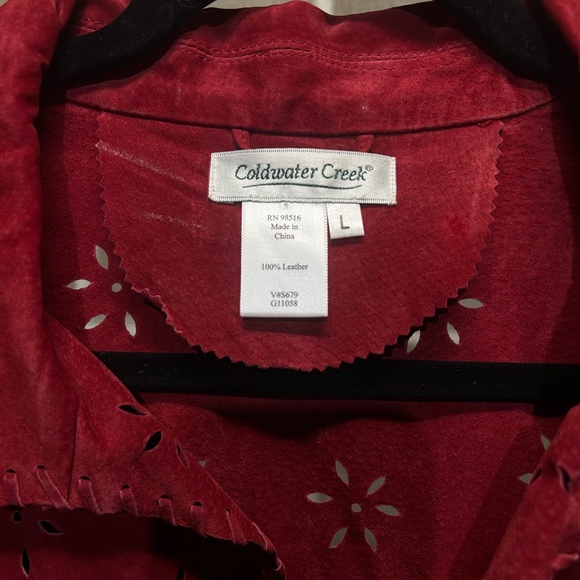 Red Leather Suede Coldwater Creek Jacket - Picture 5 of 7